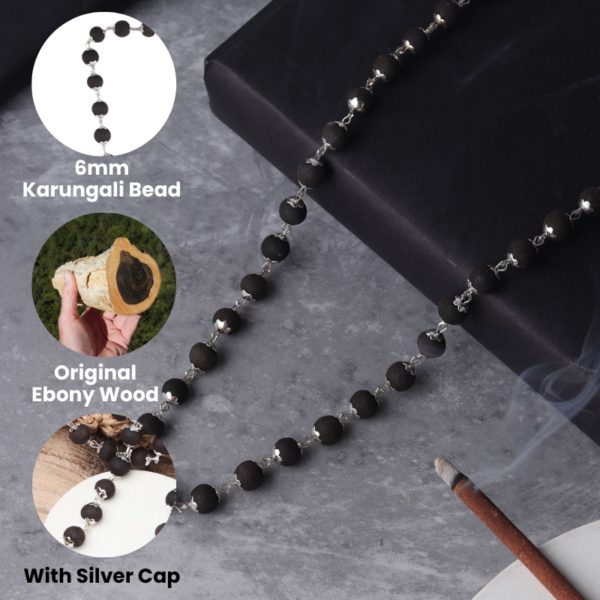 Karungali Malai Silver Cap Plated Necklace